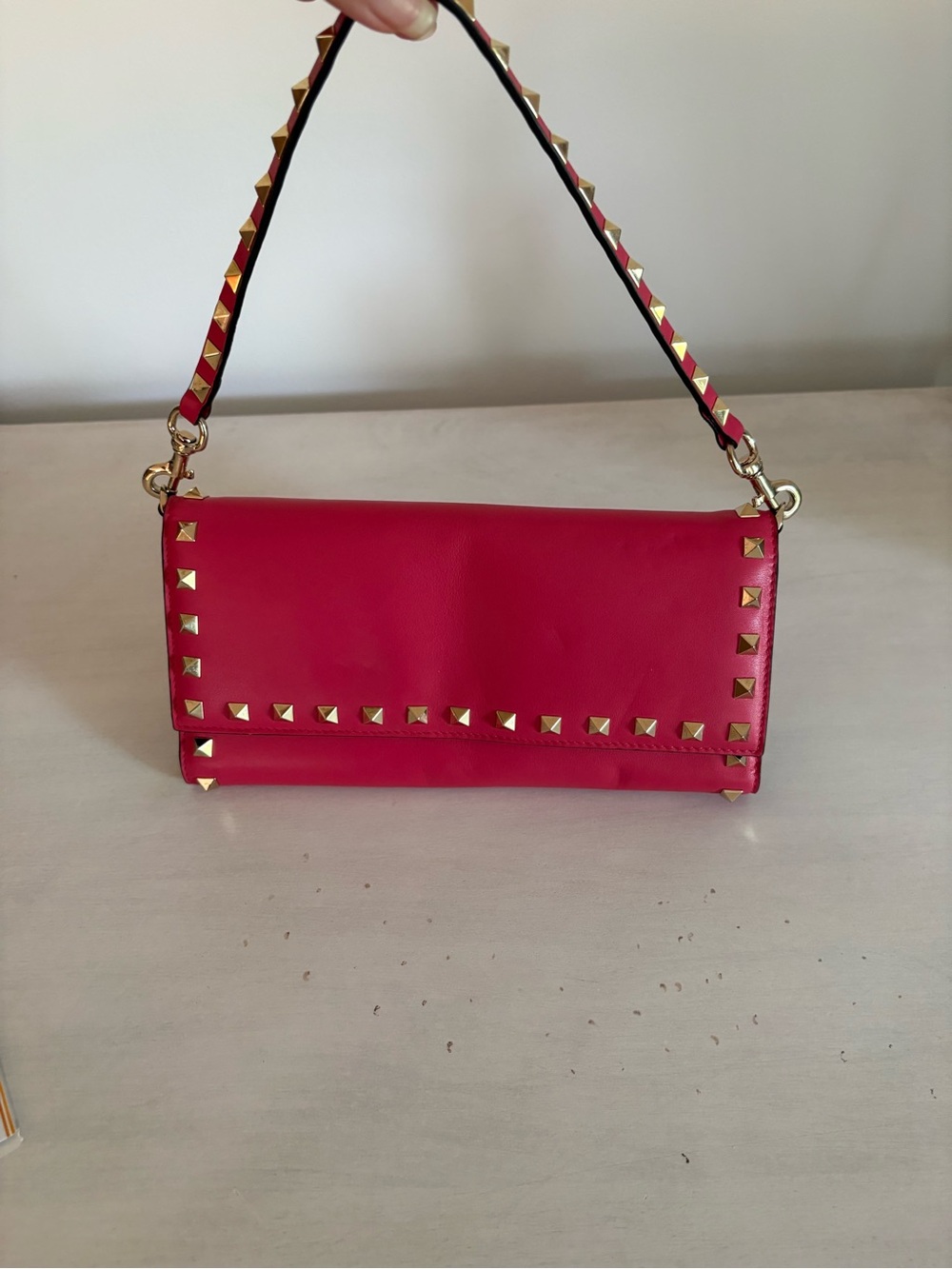 Pink Valentino Rockstud Clutch Shoulder Bag